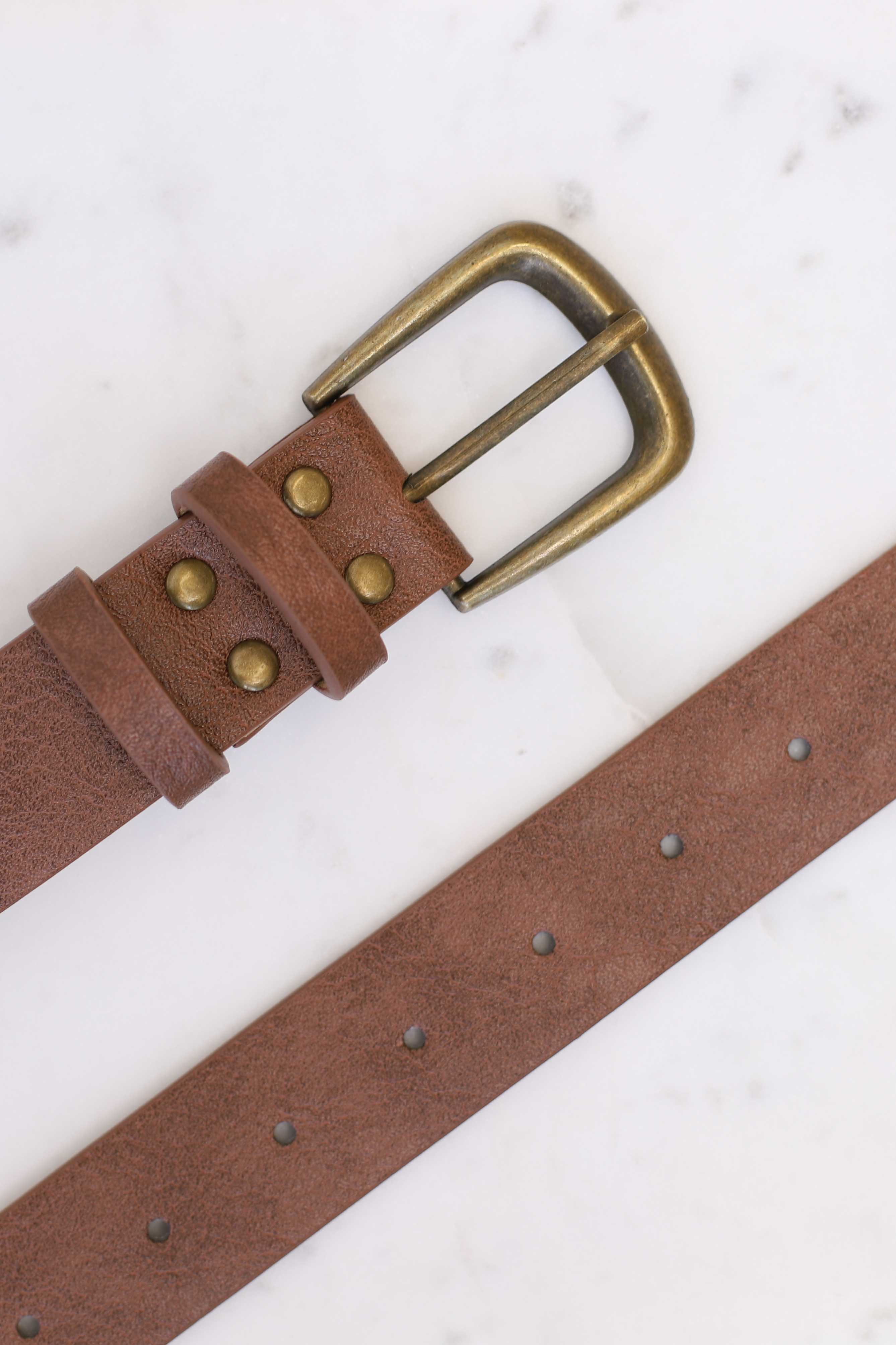 Creed PU Leather Gold Buckle Belt - Brown - Image 3