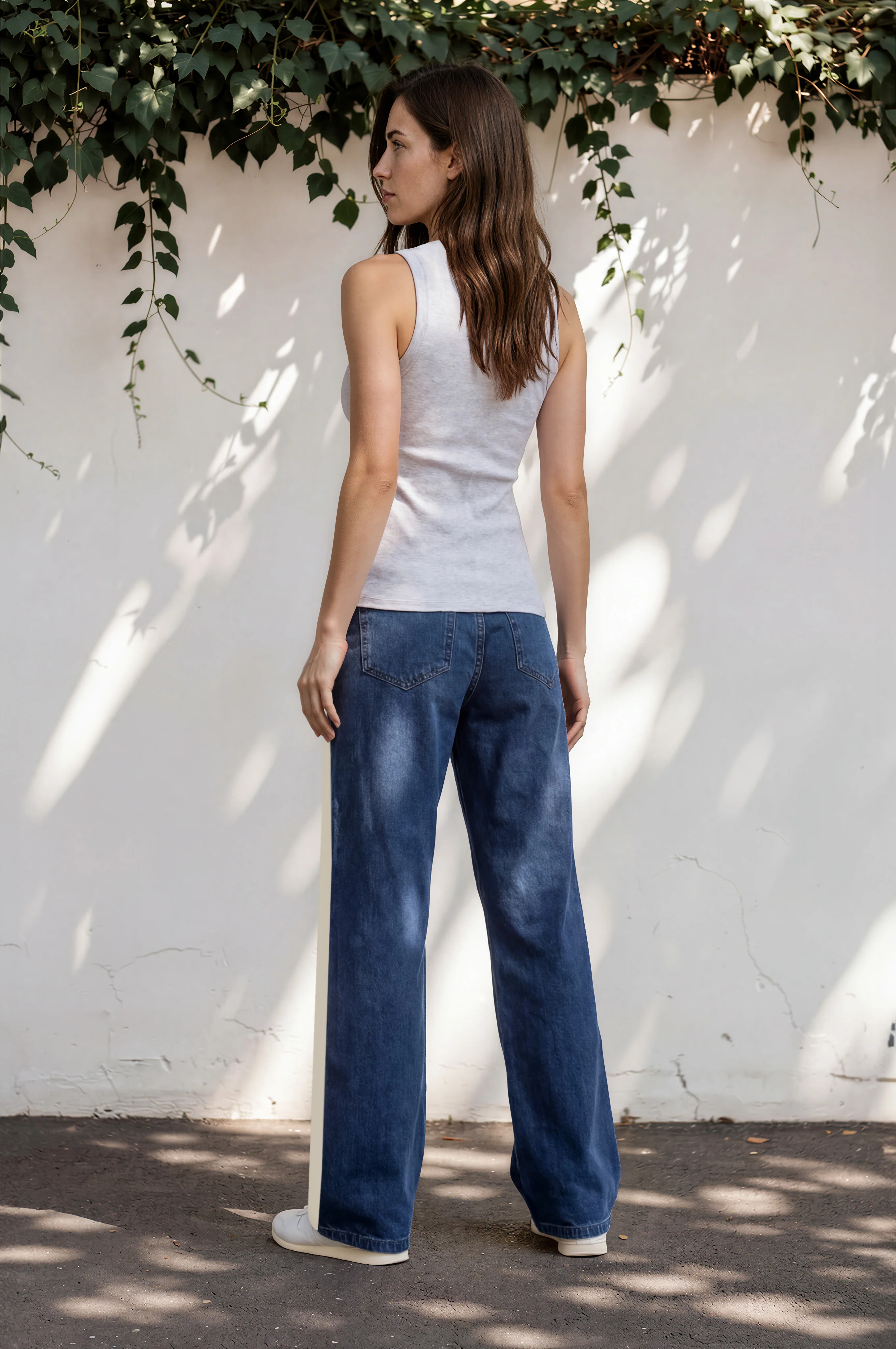 Jakoda Jeans - Elasticated High Waisted Denim Pants with Contrast Stripe in Dark Denim - Image 5