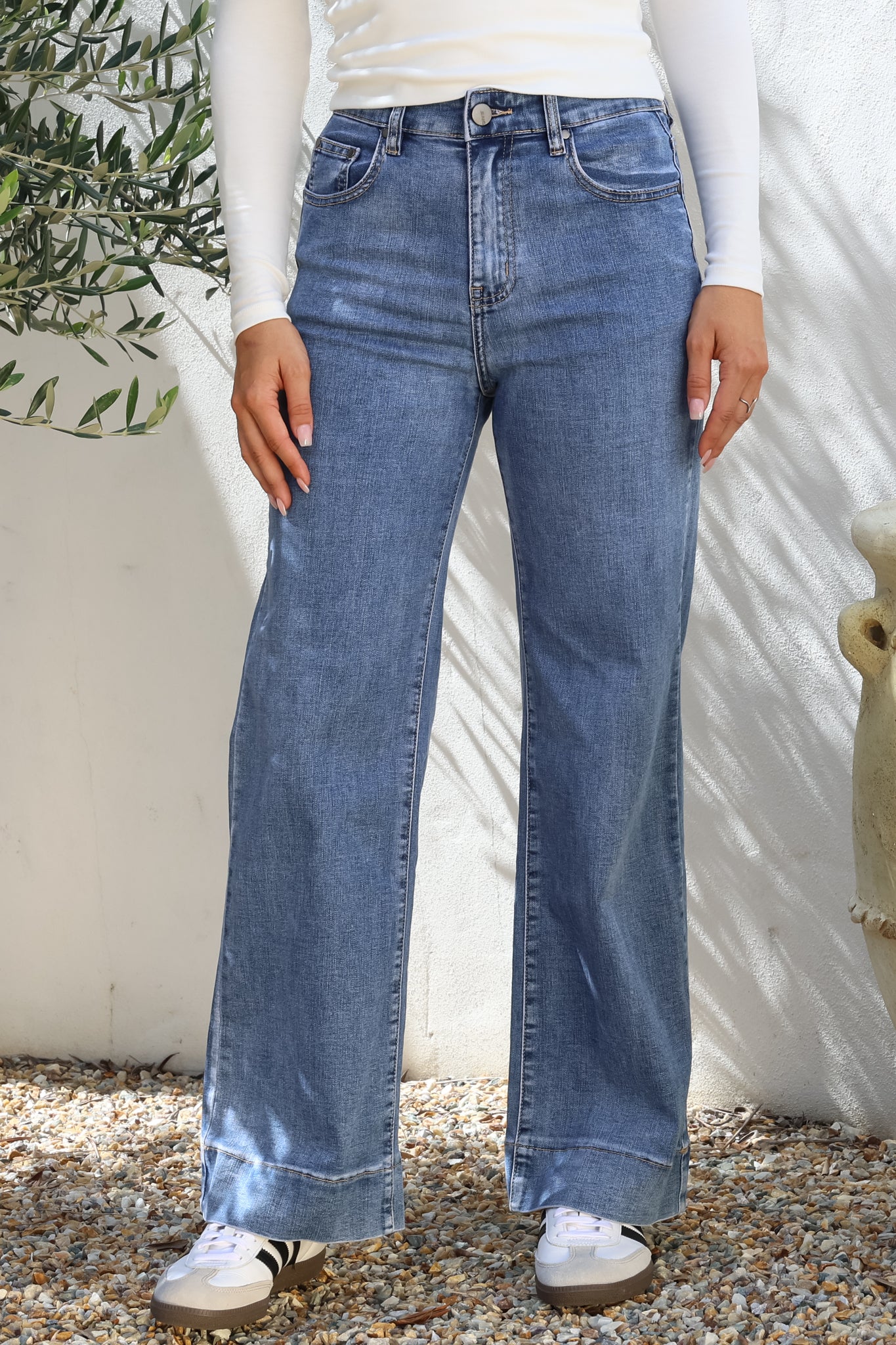 Jesse Jeans - High Waisted Wide Leg Jeans in Medium Wash Denim - Image 2