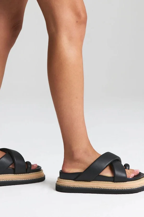 Thelma Flatform Slides - Black - Image 4